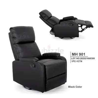 Brand New Black Leather Recliner Single Seater Swivel Recliner