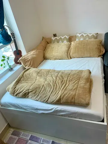 Only 700 AED Moving out Sale !!  Queen Size IKEA bed with big drawers and mattress