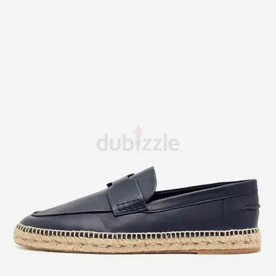 Hermes Navy Blue Leather Trip Espadrilles Size 46