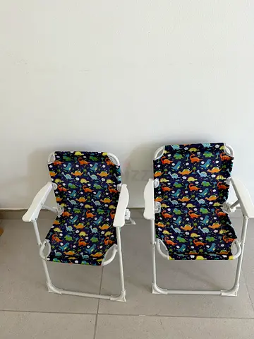 Pair of baby bath chairs / bath seats - foldable, dinosaur print