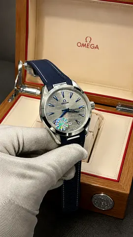 Omega Seamaster Aqua Terra Mens Watch - Blue Strap, Silver Dial
