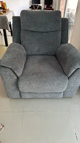Single Grey Fabric Recliner Armchair in Good Condition