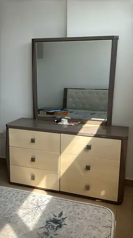 6-drawer Dresser with Large Mirror - Beige/Brown, Good Condition