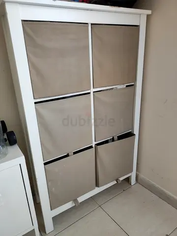 White wooden storage cabinet