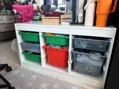 Adjustable storage combination with boxes
