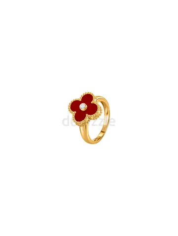 Authentic Van Cleef And Arpels Vintage Alhambra Ring Size 55 Carnelian