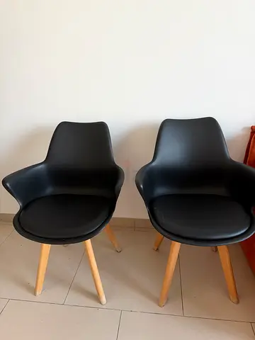 2 chairs - black with wooden base
