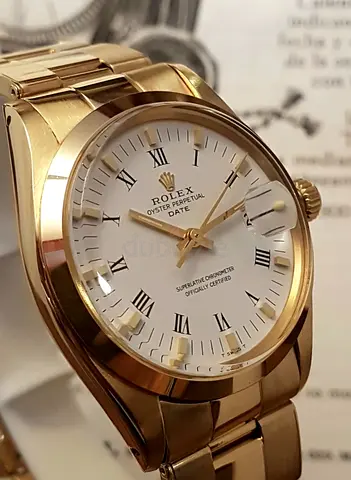 For Sale: Rolex Oyster Perpetual Date 34mm in Solid 18K Yellow Gold – Pristine New Old Stockq