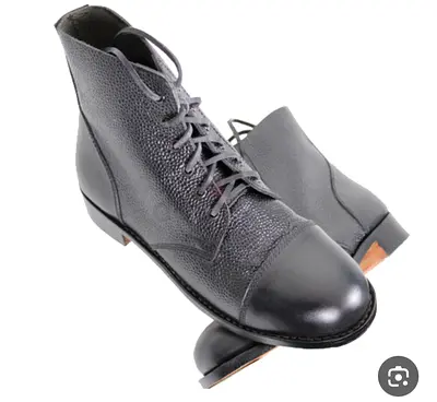 Black Leather Lace-Up Mens Dress Boots - Size Unknown