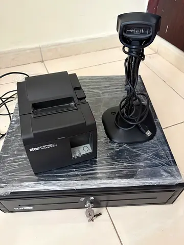 Used cashier set , POS Receipt Printer with Barcode Scanner and Cash Drawer - Ready for Use