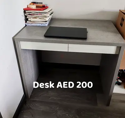 Compact grey study desk with drawer - AED 200