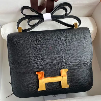 Hermes Constance 24 In Black Epsom Calfskin