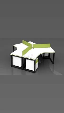 three-person modular office workstation cluster with storage