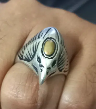 Sterling Silver 925Eagle Head Ring - Mens Size (Vintage Style)