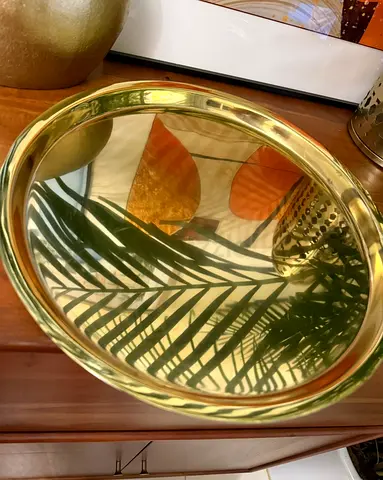 West Elm Brass-Colored Decorative Tray - Good Condition