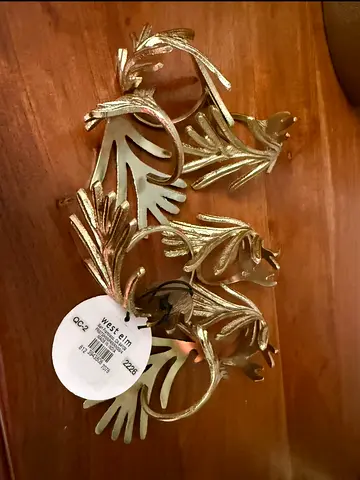 West Elm Set of Gold Leaf Napkin Rings