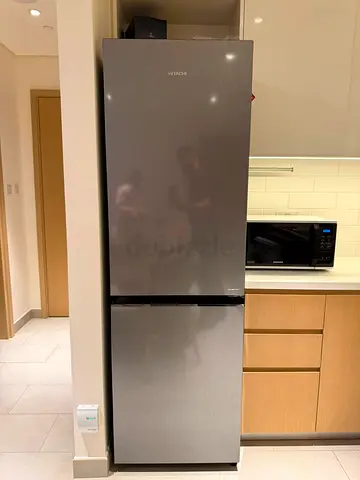 Hitachi 2-Door Refrigerator - Excellent Condition, Silver