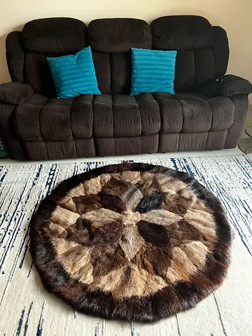 Beautiful round leather rug