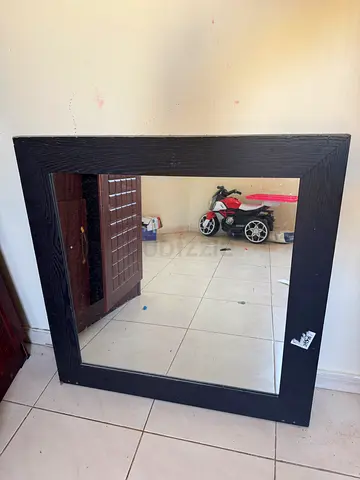 Large Black Framed Wall Mirror - Good Condition
