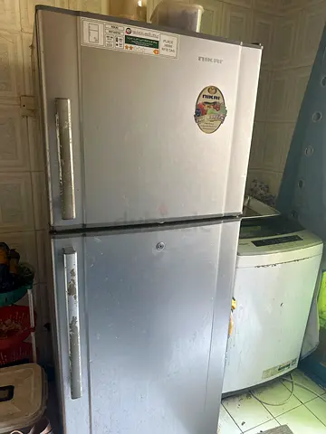 Silver Double-Door Refrigerator - Used, Working