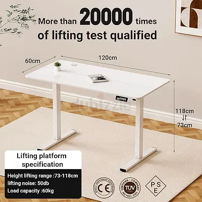 Amazing Height-adjustable Ergonomic standing desk with wheels 120 x 60cm