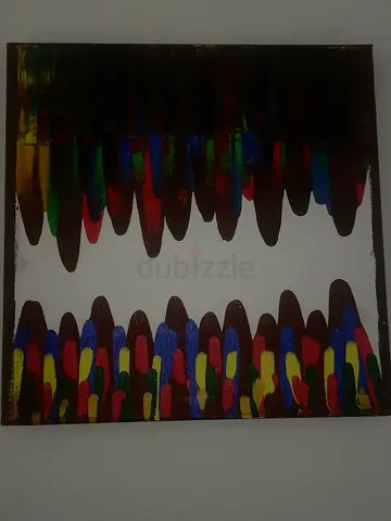 Abstract multicolored drip painting on canvas — 1 piece