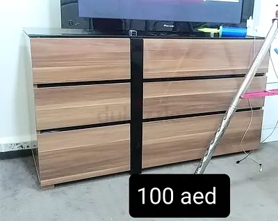 Wooden 6-Drawer Dresser/TV Unit in Good Condition - 100 AED