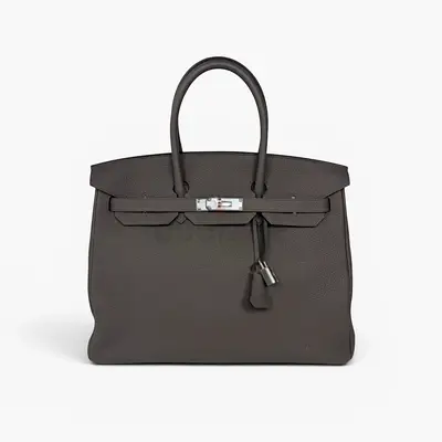 AUTHENTIC HERMÈS BIRKIN 35 IN GRIS ETAIN TOGO LEATHER WITH PALLADIUM HARDWARE