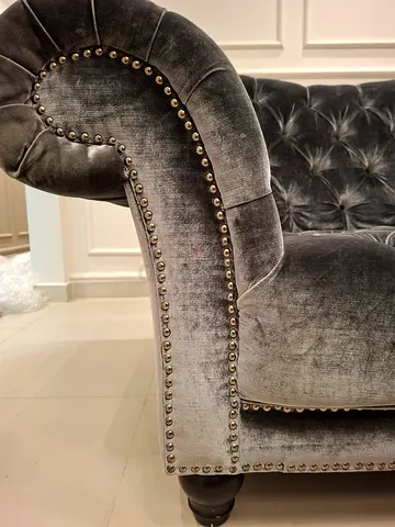 Chesterfield Velvet Armchairs – Charcoal  Black Shifting Shade