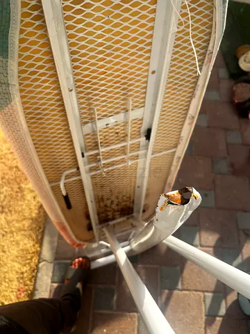 Used Ironing Board with Foldable Legs — (Good Frame) down part is broken but still useable