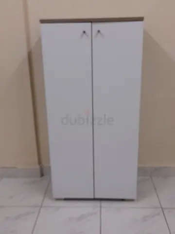 Slim white two-door wardrobe/cupboard - good condition