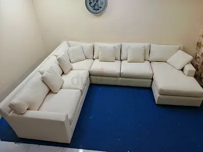 Crate and Barrel beige color Ushape sofa