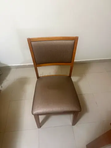 Solid Wood Dining Chair with Padded Seat and Back - Beige