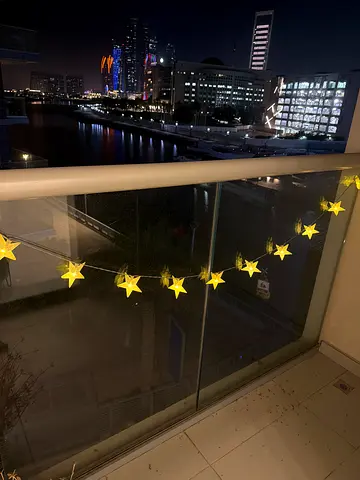 Battery-operated star string lights (outdoor balcony) - 10 warm LEDs