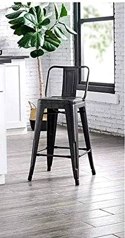 High Metal Chair Bar Stool Stackable (Industrial Black)