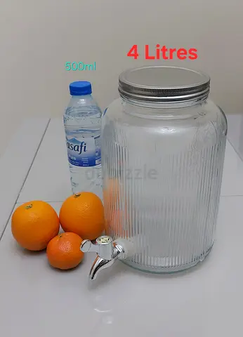 4L Glass Beverage Dispenser with Tap - Used, Good Condition