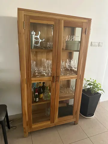 Solid cherry Wood Display Cabinet / Glass Door  Cabinet - from Malaysia  Good Condition