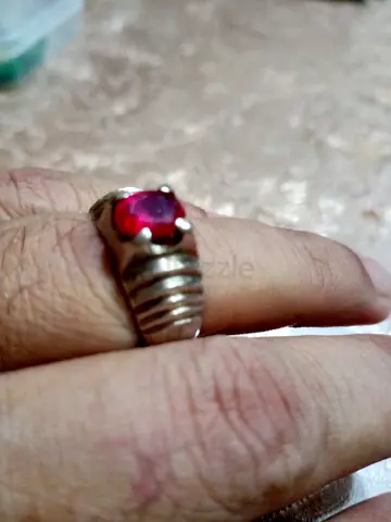 Ruby Silver ring red stone, mens size — gently used