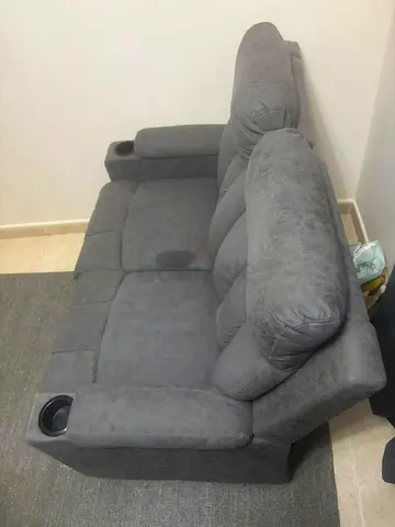Gray 2-Seater Recliner Sofa with Cup Holders 2 sets