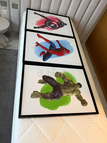 Set of 6 Framed Marvel Superhero Prints (Hulk, Spider-Man, Captain America)
