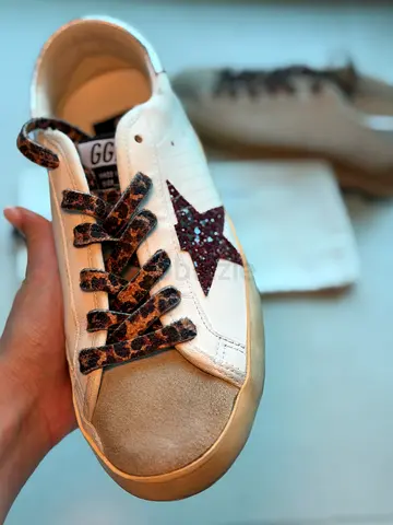 Golden Goose sneakers with leopard laces and glitter star