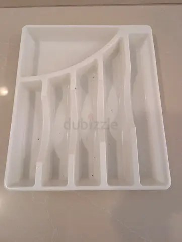 White Plastic Cutlery Drawer Organizer - 6 Compartment