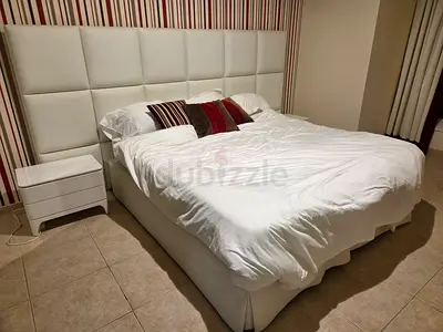 King Size Upholstered Bed with Headboard and Storage - White