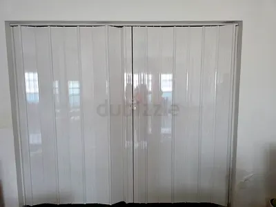 White Folding PVC Room Divider / Accordion Door - Good Condition size 240×195 cm