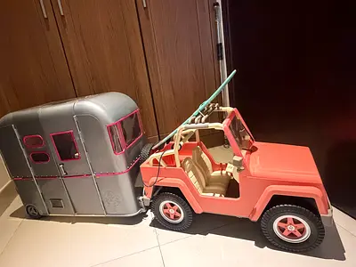 Our Generation Pink 4x4 Off-Roader and caravan