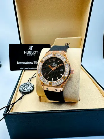 Hublot ladies quartz watch with gemstones
