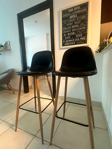Set of 2 JYSK Modern Bar Stools for sale | Black Counter Chairs | Scandinavian Design