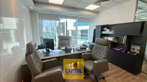 FULLY FURNISHED OFFICE WITH 4 GLASS PARTITION AVAILABLE FOR RENT IN BUSINESS BAY (BK)