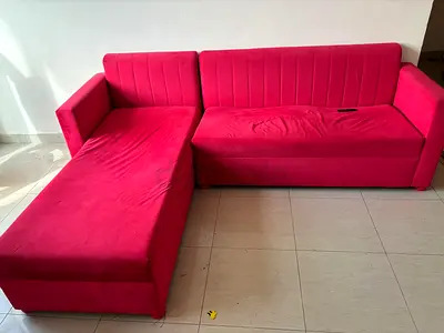 L shape red Sofa