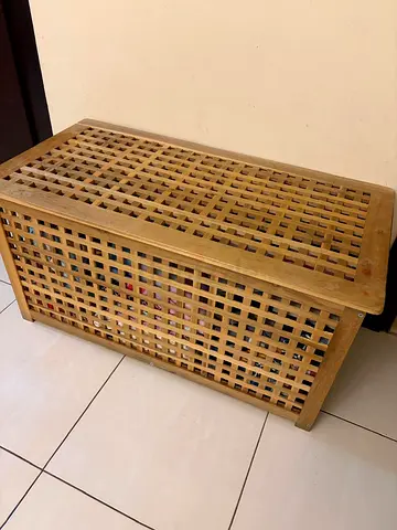 Wooden Lattice Storage Bench / Toy Chest - Light Oak